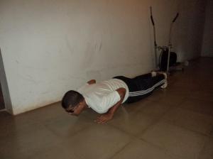 Doing a push up , a lifted body possition